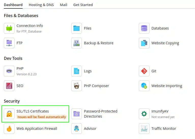 Hustly Plesk SSL Settings