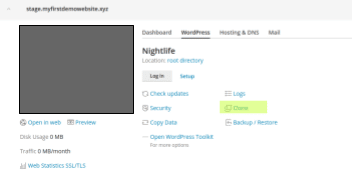 Clone WordPress website on staging subdomain to production