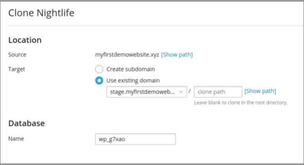 Clone existing WordPress website to staging subdomain