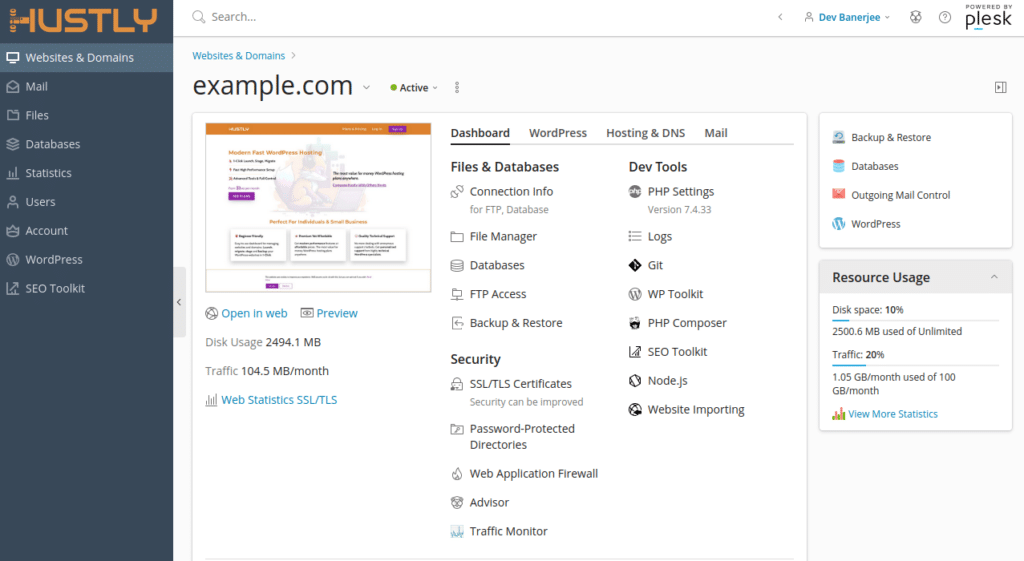 Hustly Hosting Admin Panel